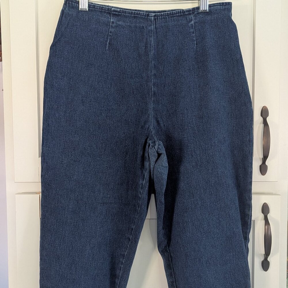 VTG Express Bleus High-Waisted Capri Jeans  Side Zip, Pleated Front